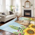 thumbnail image 2 of 6x9 Area Rugs for Living Room, Groundhog Day Non Slip Area Rugs for Kitchen Bedroom Entryway, Sunflower Spring Floral Botanical Blue Washable Carpet Runner Rug Floor Mats for Bedroom Home Decor, 2 of 8