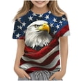 thumbnail image 2 of Amidoa Girls Short Sleeve 4th of July Graphic Cute T-Shirts Kids Tops Summer Soft Casual Crewneck Tees Yellow Size 8, 2 of 6