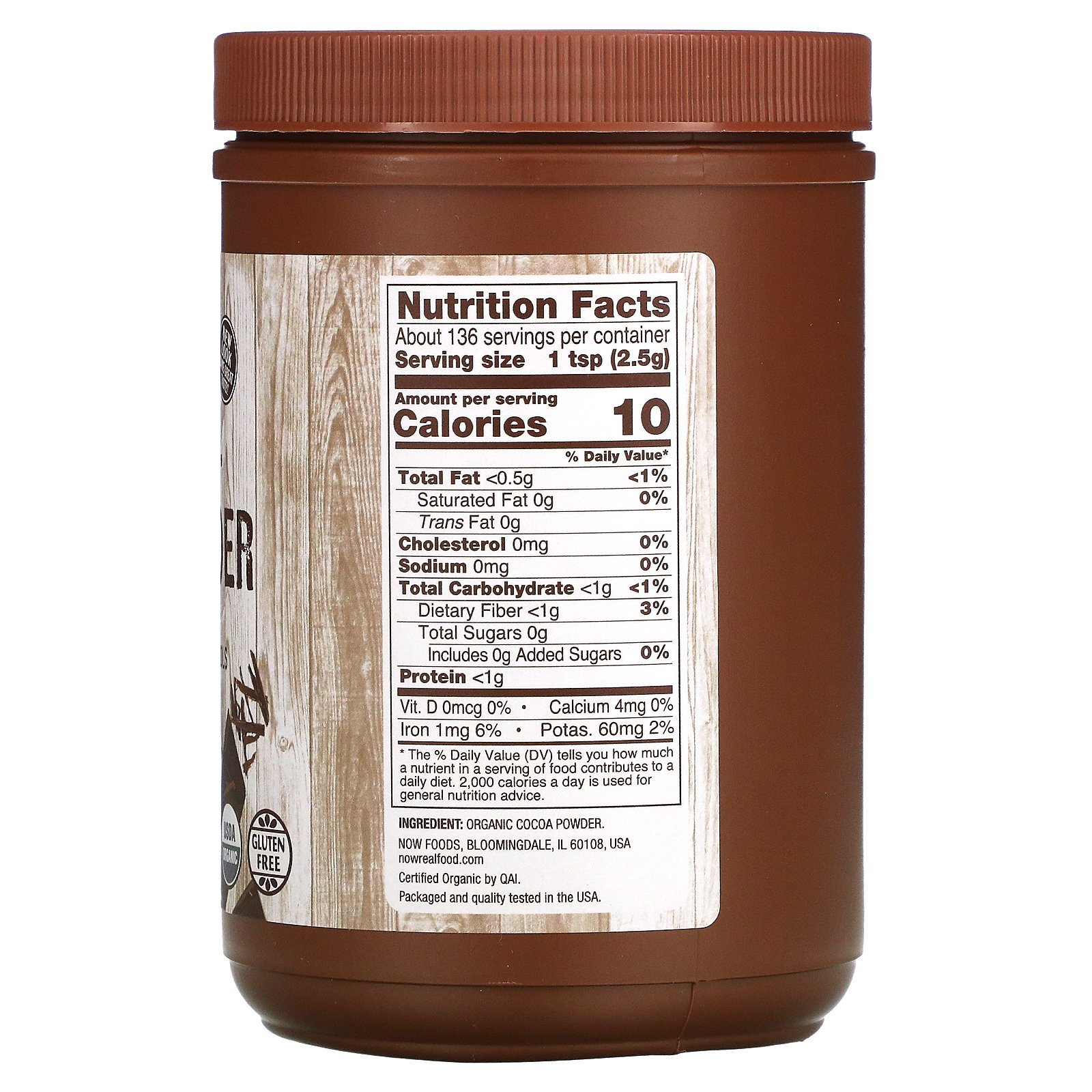 NOW Foods, Real Food, Organic Cocoa Powder, 12 oz - image 3 of 3