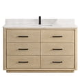 thumbnail image 2 of Porto 55" Aged Natural Oak Single Bath Vanity with Fish Maw White Quartz Stone, 2 of 15