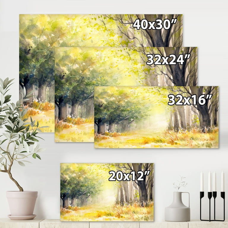 Colourful Landscape Trees Impressionist IV 12 in x 8 in Painting Canvas Art  Print, by Designart