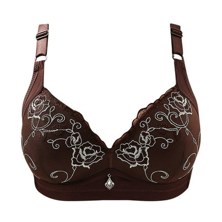 

Bigersell Sports Bra for Women Girls Women Comfortable Lace Breathable Bra Underwear No Underwire Short Size Female Spaghetti Strap Style 13481 Coffee 46B