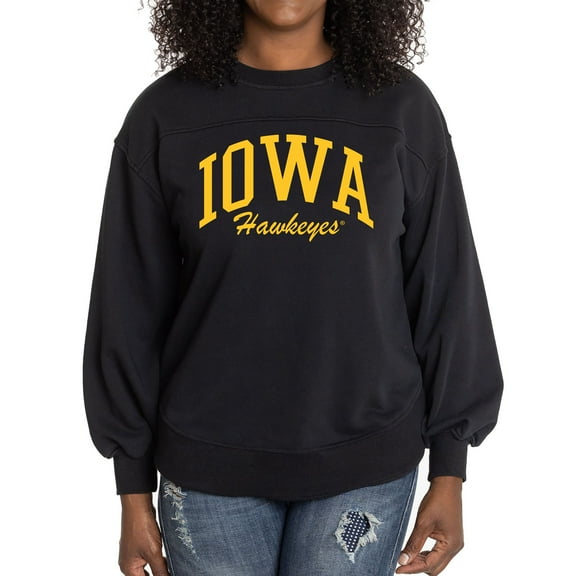 Women's  Black Iowa Hawkeyes Yvette Pullover Sweatshirt