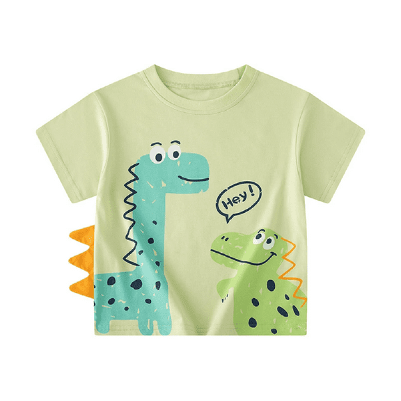 XBASW 1-6T Boys Cartoon T-Shirts Dinosaur Print Tees Boys Summer Cotton Tops Crewneck T-Shirts for Toddler Baby Kids