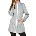 thumbnail image 3 of CILENON Long Jackets for Women Trendy Women's Solid Rain Jacket Outdoor Jackets Waterproof Hooded Raincoat Windproof (Gray,M), 3 of 5