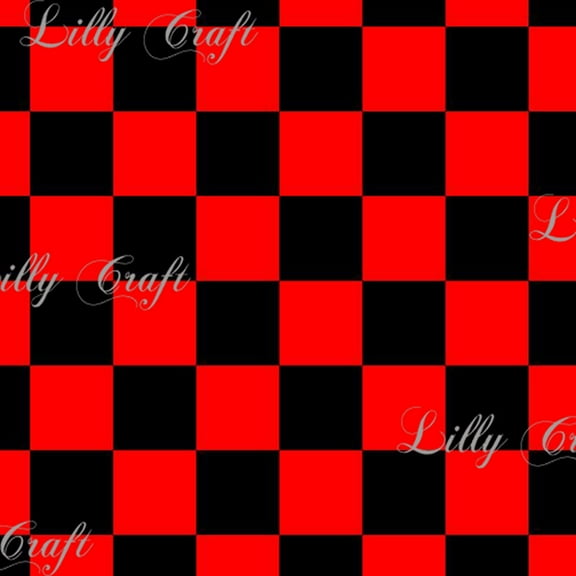 Lilly Craft One Inch Red and Black Checkerboard Poly Cotton Fabric - Sold by the Yard - 58" / 59"