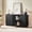 Black, variant on 63" Black Vertical Stripe Sideboard Buffet Cabinet, Curved Wave Design, Storage Credenza for Living Room, 63"W x 15.75"D x 31.5"H