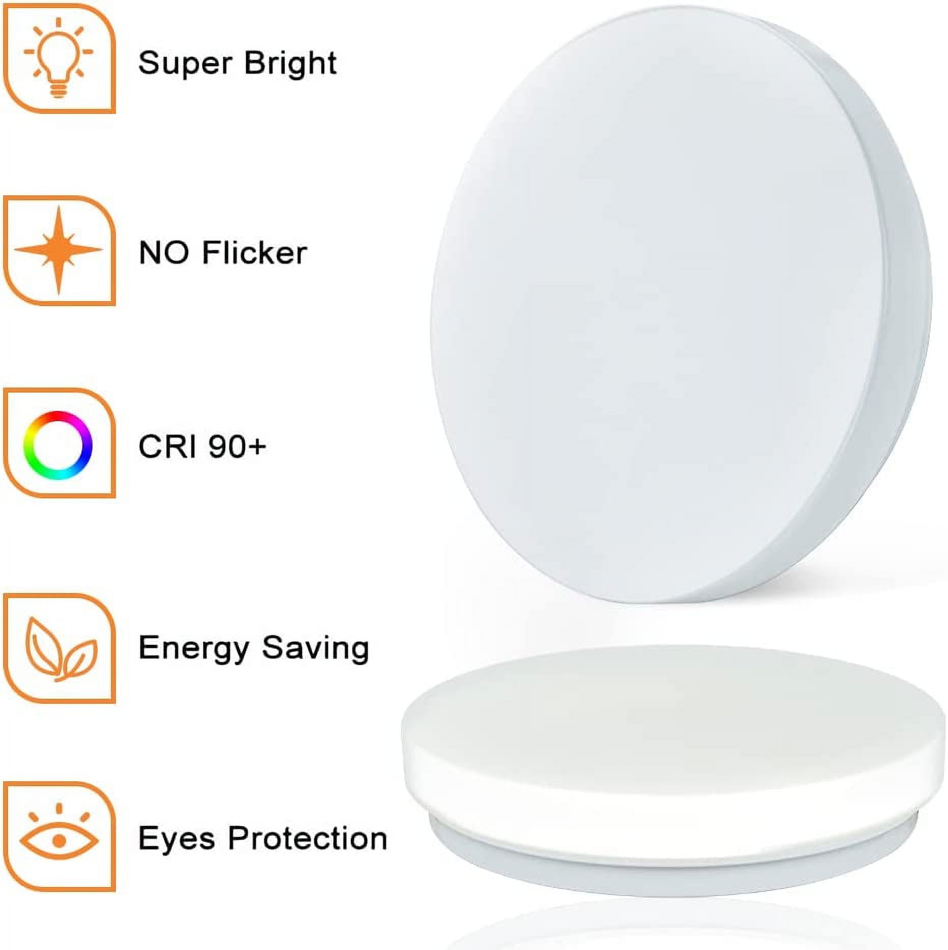 Depuley20W Led Flush Mount Ceiling Light Fixture, Waterproof Led Ceiling Lights, 10 Inch 6000K Daylight 1650lm 100W Equivalent Bathroom Ceiling Lamp for Kitchen, Laundry, Bedroom, Hallway, Non Dimmabl