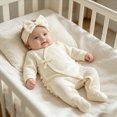 thumbnail image 2 of HCNTES Baby Girl Clothes Winter Baby Girls Solid Bodysuit Winter Romper Girls Preemie Long Sleeve Sleepers Pajamas 0 3 6 Months, 2 of 4