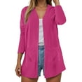 thumbnail image 2 of felwors Womens Casual Lightweight with Pocketes Long Sleeve Open Front Cardigan Hot Pink, L, 2 of 8