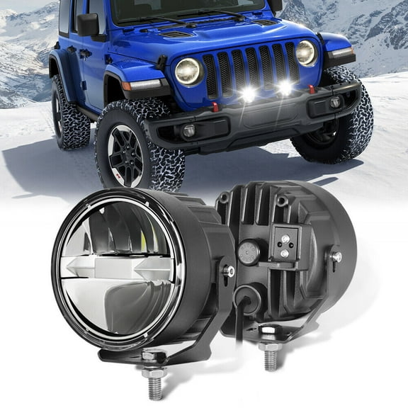 Pair 4" inch Round LED Fog Lights Driving Lamp For Jeep Wrangler JK TJ LJ Bumper