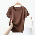 thumbnail image 6 of Youyipin Womens Tops Spring Fashion Womens Scoop Neck Short Sleeve Tops Summer Going Out Double Lined T Shirts Slim Fit Clothes Basic Tee For Women 2025, 6 of 6