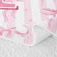 thumbnail image 5 of Meiyoeat Sweet Bow Letter P Twin Quilt Set for Girls,Lovely Stripe Twin Coverlet Set,Light Pink White, 5 of 7