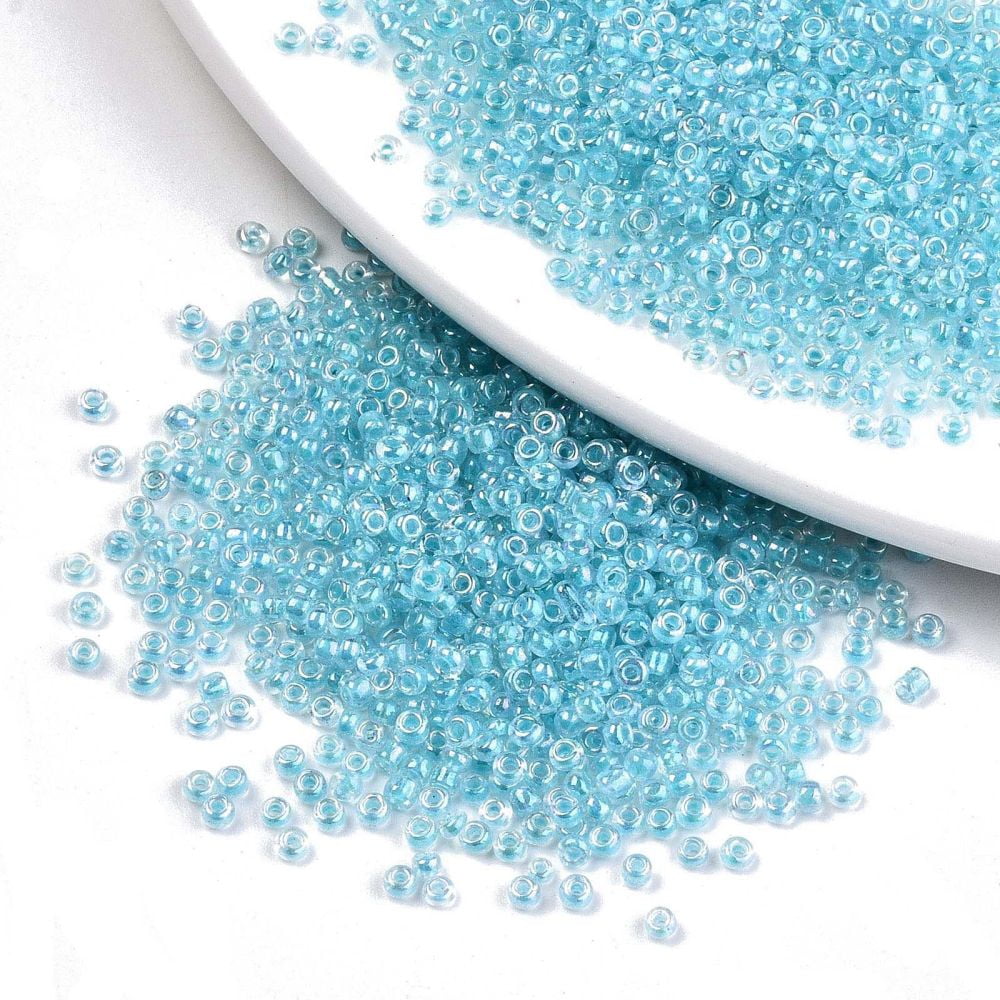 6/0 Glass Seed Beads Inside Colours Round Hole Round Transparent Colours Rainbow Sky Blue 6/0 4~5x2.5~4.5mm Hole: 1.2mm about 4500pcs/bag