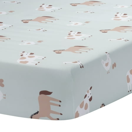 Bedtime Originals Farmyard Friends Sage Green Baby Nursery Fitted Crib Sheet