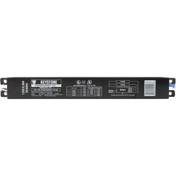 Keystone KTEB-232RIS-1-TP-SL Electronic Ballast, 2-Lamp, 32W T8, F32T8, 120V