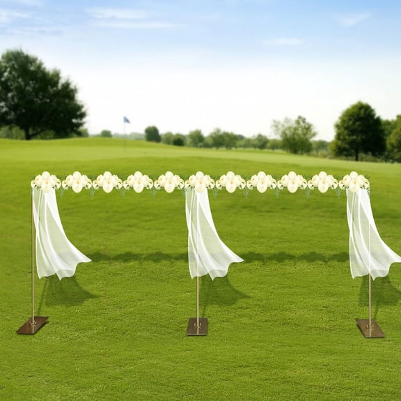 10FT x 20FT Heavy Duty Backdrop Stand with Metal Base, Gold Height Adjustable Pipe and Drape Backdrop Stand Kit, Square Metal Arch Frame for Photography Wedding Birthday Party Decorations