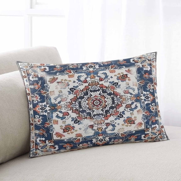 Boho Navy Blue Red Body Pillow Cover, Pillowcase Protectors with Zipper, Breathable Decorative Throw Pillow Case Cover, Southwestern Geometric Vintage Art Pillow Shams for Couch Sofa 24x36Inch