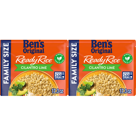 Ben's Original Ready Rice Cilantro Lime Family Size, 17.3 oz - Pack of 2 - Grocery Staple, Easy Prep, Family Favorite, Pantry Essential, Quick Meal