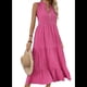 thumbnail image 2 of Vestido Camisero Sin Mangas de Verano 2025 para Mujer, Cuello en V, Informal, Midi, Rosa Rojo, Talla M, 2 of 10
