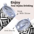 thumbnail image 4 of Leak-Proof Lid 20oz Stainless Steel Tumbler with Handle and Straw, Geometric Texture Double Wall Insulated Coffee Mug, 4 of 5
