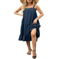 thumbnail image 3 of Robe Maxi Ample à Volants Sans Manches à Bretelles Épaisses Ajustables pour Femmes, Robe de Plage avec Poches, 3 of 7