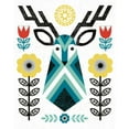 thumbnail image 2 of Mullan, Michael 12x14 White Modern Wood Framed Museum Art Print Titled - Folk Lodge Deer II V2 Teal, 2 of 4