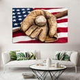 thumbnail image 4 of HFDF Baseball Sports Decor USA US American Flag Rustic Wall Art Canvas Retro Prts Home Decals Pictures for Bedroom Livg Room Modern Poster Patg Artwork Ready to Hang 14x11inch Framed, 4 of 6