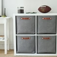 thumbnail image 6 of Tegance 13x13 Storage Cubes Baskets 4 Pack Fabric Cube Storage Bins Large Storage Baskets with Leather Handles,Decorative Storage Boxes for Organizing Shelves(Grey), 6 of 11