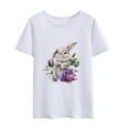 thumbnail image 2 of Fashion Easter Bunny Print T-Shirt Casual Short Sleeve Graphic Tee Shirt Unisex Loose Harajuku T Shirt Tops, 2 of 5
