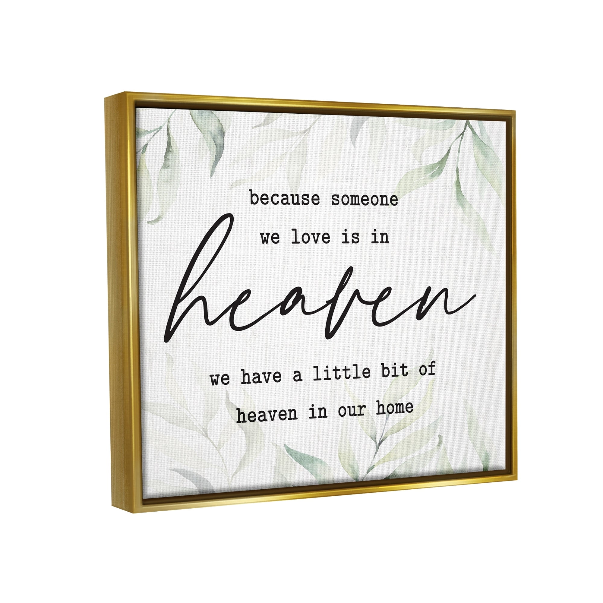 Stupell Industries Heaven In Our Home Tropical Plant Leaves Design Graphic Art Metallic Gold Floating Framed Canvas Print Wall Art, Design by Lettered and Lined