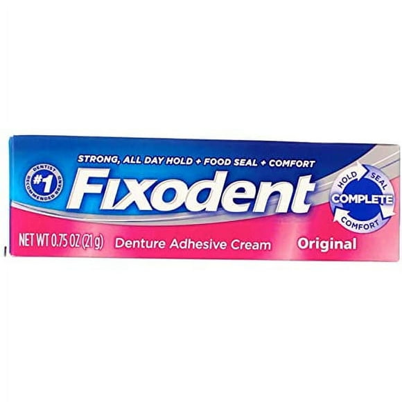 Fixodent Crème Adhésive pour Prothèses Originale, Multi, 0.75 Oz, Lot de 4