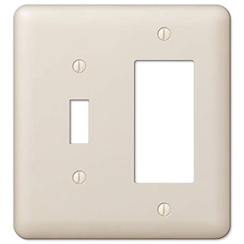 AMERELLE 935TRAL Devon Steel Wallplate, 1 Toggle / 1 Rocker, Light Almond