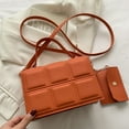 thumbnail image 3 of New artificial leather fashion shoulder bag, rhombic slung small square bag - orange-red, 3 of 6