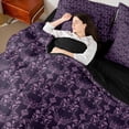 thumbnail image 4 of Feelyou Purple Damask Flower Twin Bedding Sets 7pcs, Boho Gothic Moth Comforter Set, 4 of 8