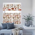 thumbnail image 6 of Kitchen Window Curtains Valance and Tier Set, Rustic Autumn Mushroom Floral Leaf Rod Pocket Tier Curtain Valance Set, Fall Plant Butterfly Light Filtering Cafe Curtains for Bedroom Living Room, 6 of 9