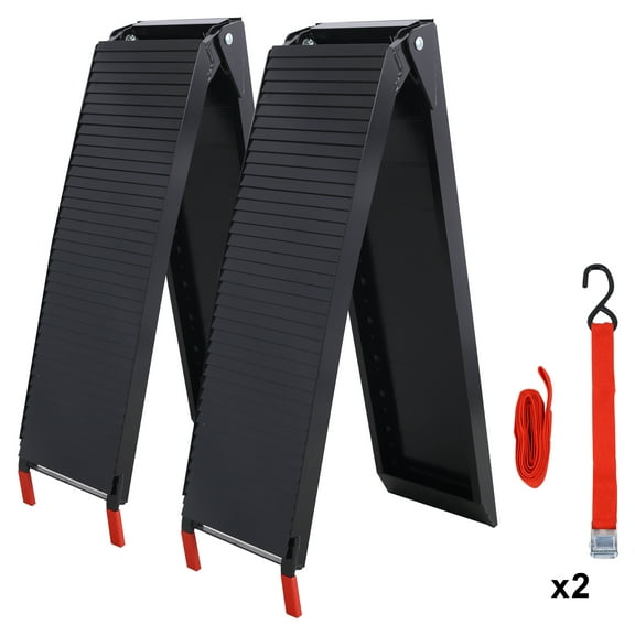, Truck Ramps, 80"x12" Portable Loading Ramps for Pickup Trucks 1500 LBS Capacity Aluminum Folding Ramps with Buckle for ATVs, Snowblower, Lawn Mowers, UTVs, Bike, 2PCS, Black Coating, Black ,