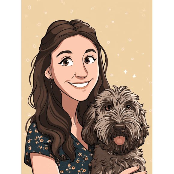 Custom Cartoon Portrait Canvas Wall Art 15.75x11.81 Inches