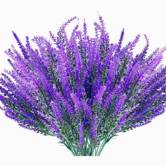 Classic Purple Artificial Lavender Flowers Outdoor Uv Resistant Fake Flowers No Fade Faux Garden Porch Window (8pcs)