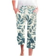 thumbnail image 1 of Pantalones Casuales de Mujer de Impresión Floral Cintura Elástica Suelta, Pantalones de Pierna Ancha Recta con Bolsillos, 1 of 6