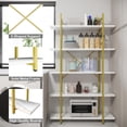 thumbnail image 2 of 5 Tiers Bookshelf Organizer White Faux Marble Shelf,Modern Open Display Storage Bookcase, and Metal Bookshelf Standing Storage Shelf Tall Shelving Units for Home Office Study, 2 of 8