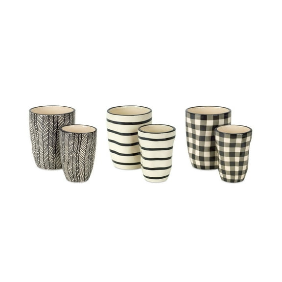 Home Decorative Pot (Set of 6) 2.75"D x 4.25"H, 3.75"D x 5"H Dolomite