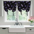 thumbnail image 4 of Purple Olive Fruits Tie Up Curtains 45 Inches Long, Kitchen Window Curtains Over Sink, Spring Farm Branches Leaves Plants Black Small Window Curtains Balloon Curtains Valances for Bedroom 34"x45", 4 of 8