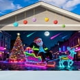 thumbnail image 4 of UV Activated Christmas Garage Door Cover Banner, Fluorescent 2d Flat Christmas Door Cover Party Banner, Lighted Backdrop with Santa and Elf, Outdoor Indoor Party Decor, Outdoor Christmas Decorations, 4 of 9