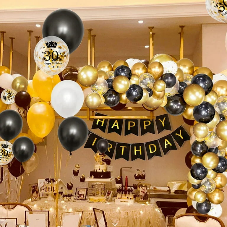 SPECOOL 30th Birthday Party Decorations Kit - Happy Birthday Banner, 30th  Gold Number Balloons, Number 30 Balloon, Black and Gold Birthday
