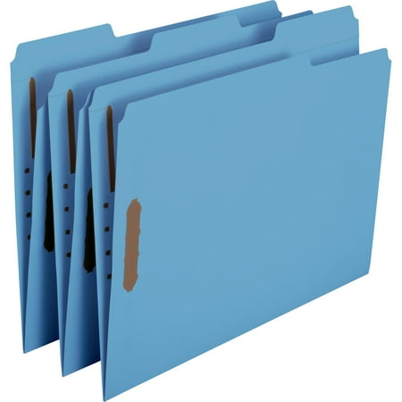 Fastener Folders Reinforced Tab Letter - Smead Fastener File Folder, 2 Fasteners, Reinforced 1/3-Cut Tab, Letter Size, Blue, 50 per Box (12040)