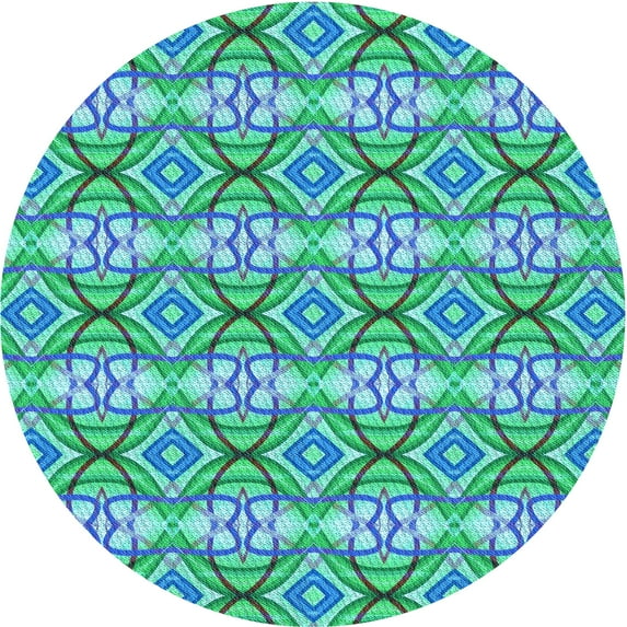 Ahgly Company Indoor Round Patterned Glacial Blue Ice Blue Area Rugs, 6' Round