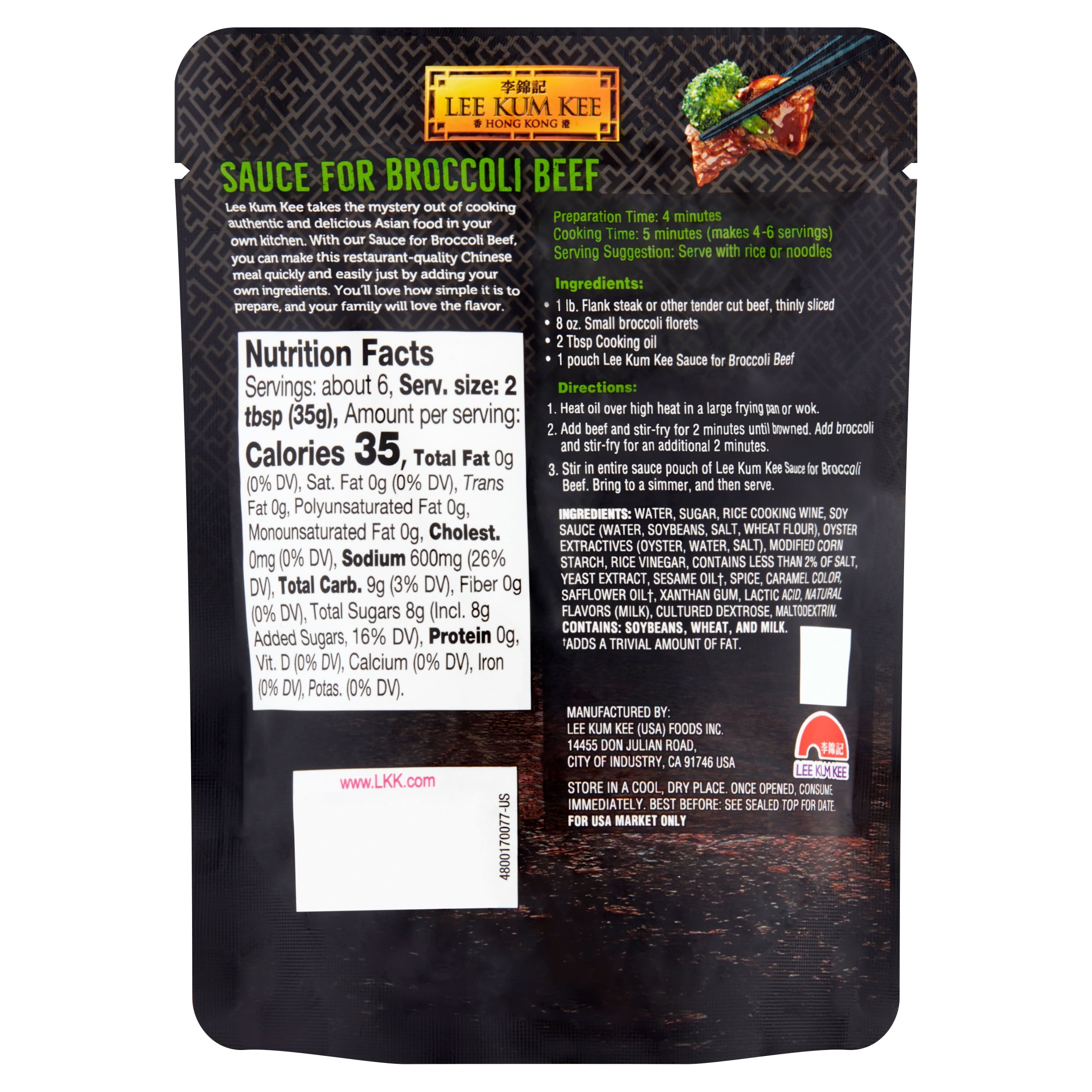 (6 Pack)Lee Kum Kee Sauce - Ready to Serve - Broccoli Beef, 8 oz.