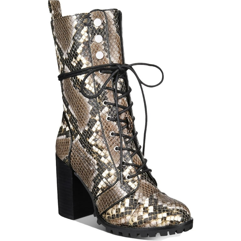 Dolce Vita Womens Ayleen Leather Snake Print Mid Calf Boots