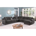 thumbnail image 2 of Celine Gray Chenille Fabric Sectional Rt-Facing Chaise Cupholders Charging Ports, 2 of 13